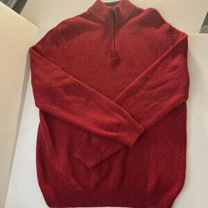 Chaps 1/4 Zip Pullover Sweater Red M Heavy EUC Cotton Blend Classic Preppy